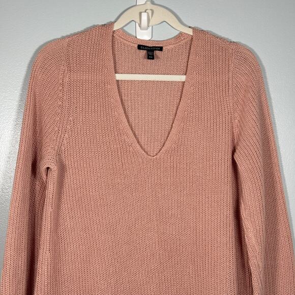 Eileen Fisher Organic Linen Cotton V-Neck Tunic Sweater M Soft Blush Pink - Picture 6 of 7